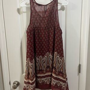 Blu Pepper Geometric Burgundy Dress